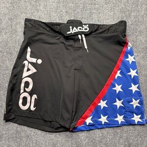 JACO Black White Martial Arts MMA Shorts for MMA Boxing Muay Thai Size 38 Flag